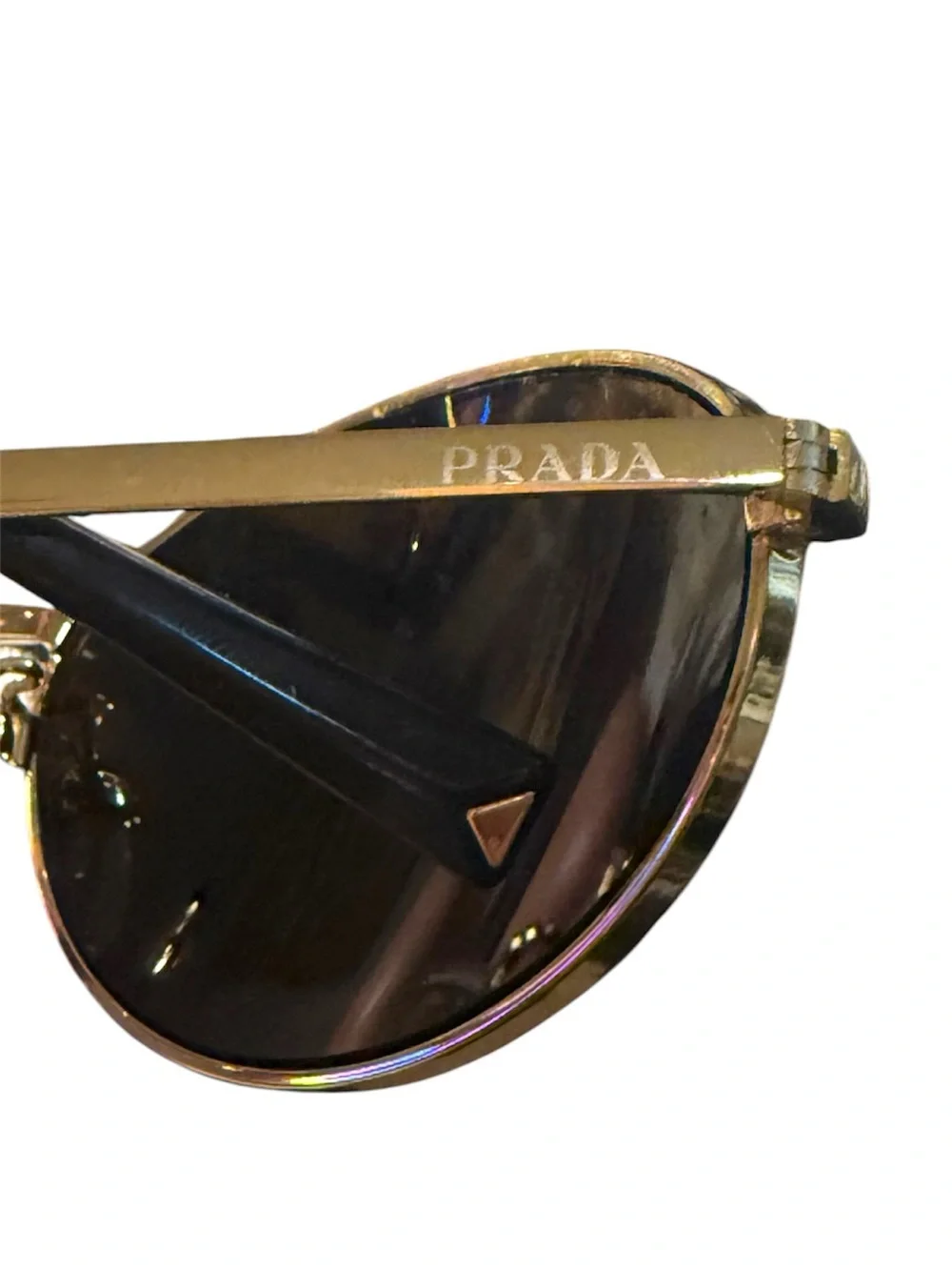 Prada PR A59S Women’s Gold Oval Sunglasses